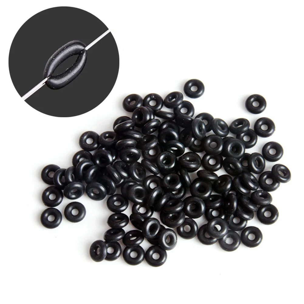 100pcs Rubber Carp Fishing Round Rig Ring Pesca Fishing Terminal Tackle Swivel O-Ring For Wacky Rigging Worms Connector Tools