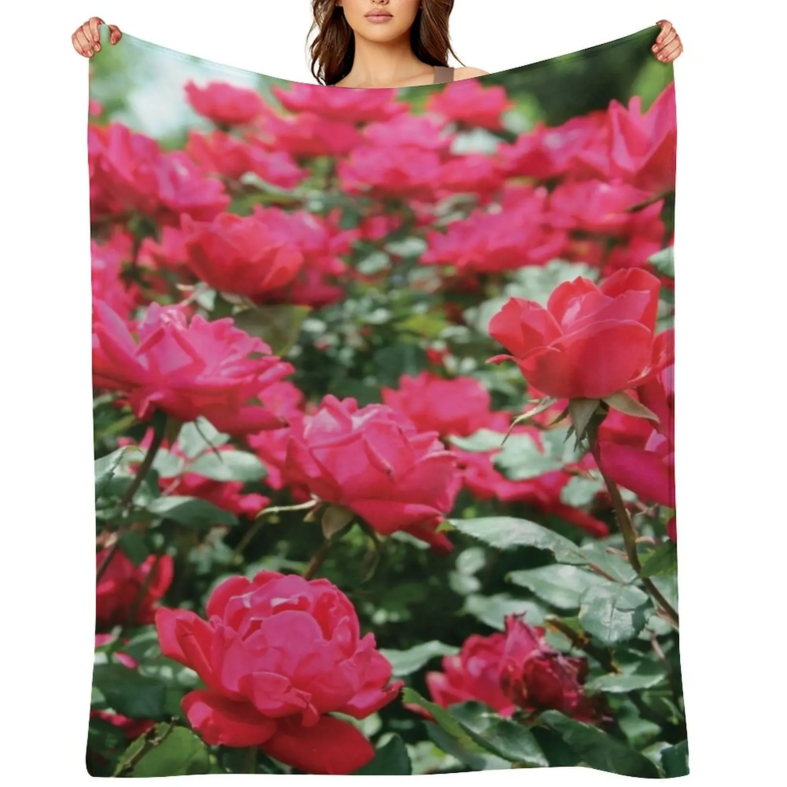 

Bold and Beautiful Rose Bush Throw Blanket Bed Polar Furrys Furry Blankets