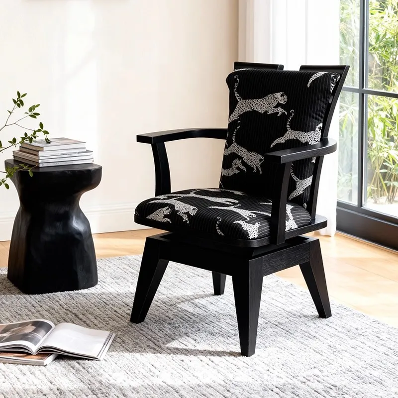 For light luxury single sofa white printed rotatable leisure home chair living room bedroom