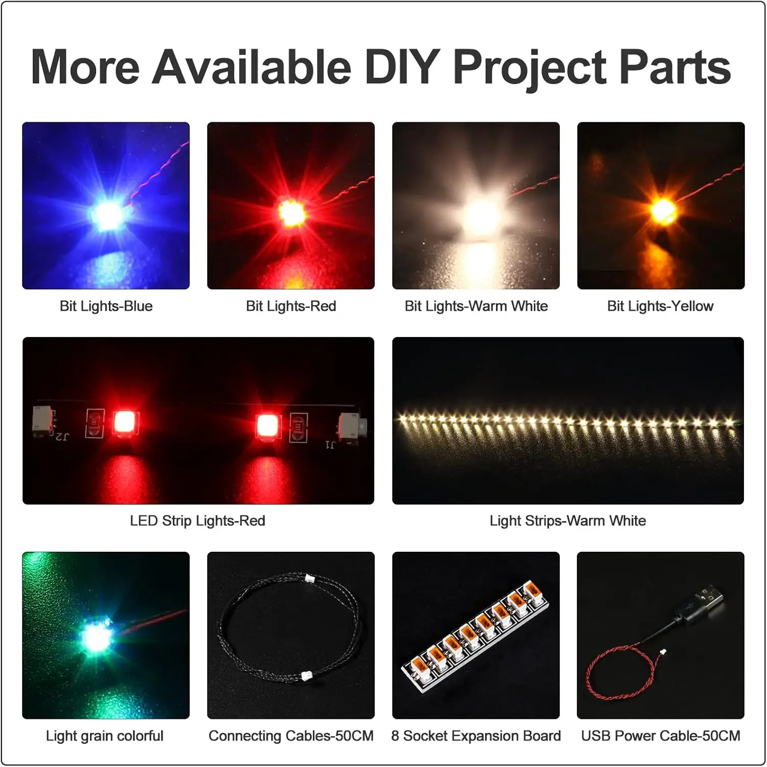 5pcs 0.8mm 2 Pin Expansion Board Sockets for LED Light Kits, Compatible with Lego Blocks Models, DIY Building Blocks Accessories