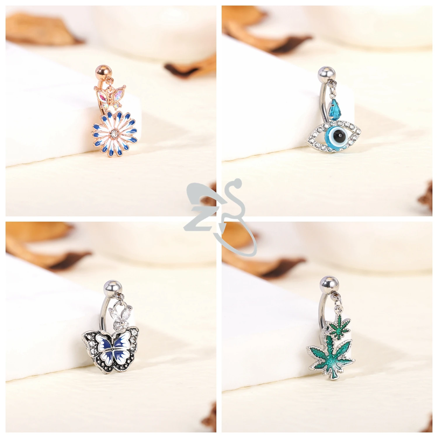 AOEDEJ 1 PC Stainless Steel Belly Button Rings Silver Color CZ Crystal Pendant Bellys Piercing Women Sunflower Navel Piercings