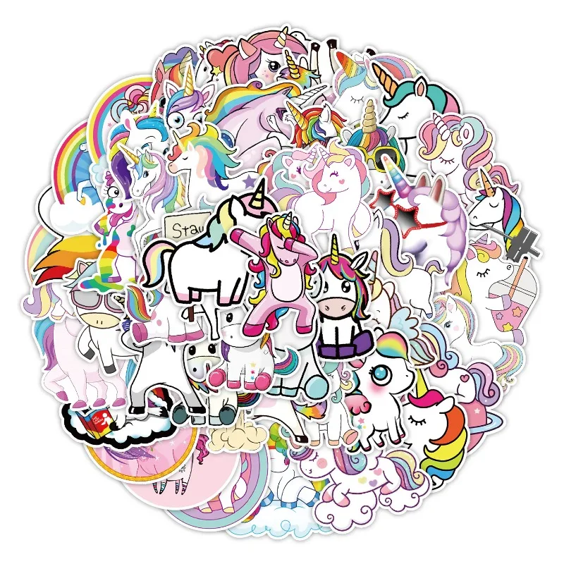 50 pegatinas decorativas de grafiti creativo de unicornio personalizado de dibujos animados