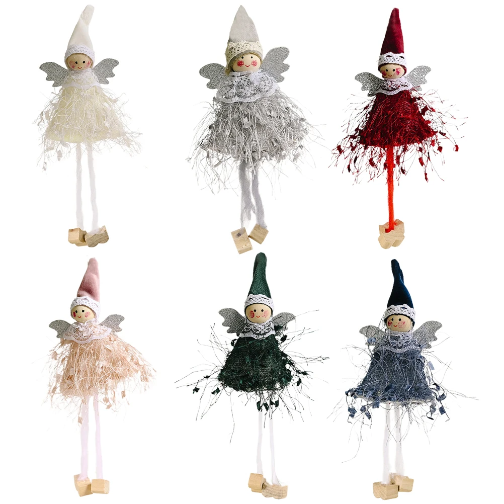 

6pcs Creative Angel Hanging Pendant Cloth Christmas Tree Ornament Wall Cabinet Window Door Decor Party Supplies For Home Bedroom