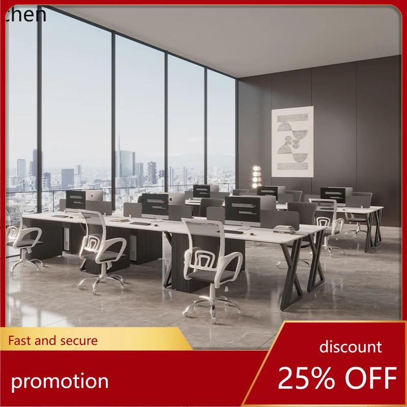 

ZMLRock Slab Staff Office Desk and Chair Set Simple Modern White Computer Desk Office Partition Employee Desk