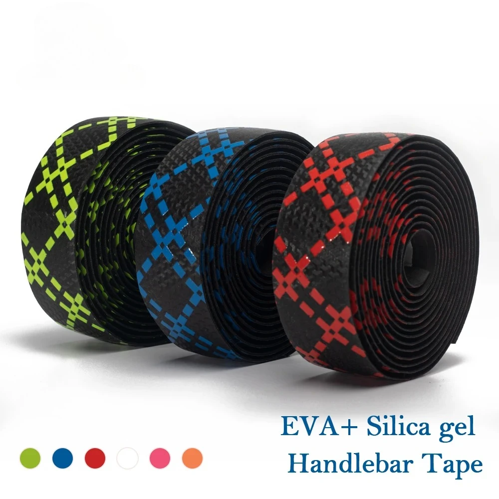 

Bike Silicone Handlebar Tape 1 pair With Bar Plugs Soft Anti-slip Silica Gel EVA Belt Cork Road Bicycle Accessories