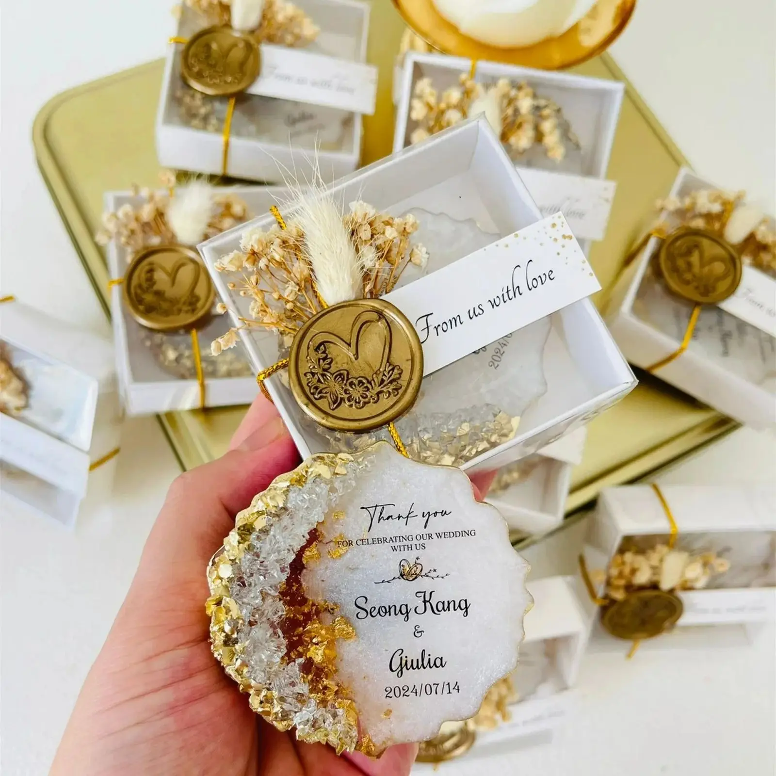 パーソナライズされたウェディングゴールドエポキシマグネット記念品、婚約記念品、25周年記念記念品、日付保存マグネット、ウェディングギフト、nikk