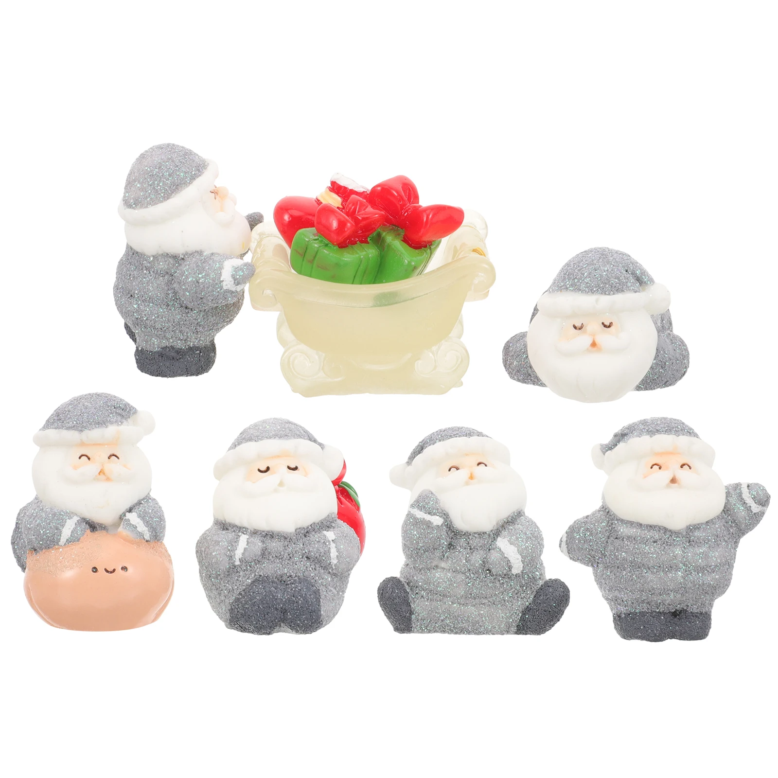 8 個雪の装飾樹脂ミニ装飾品ミニチュアサンタ置物耐久性のあるクリスマス家庭菜園オフィス