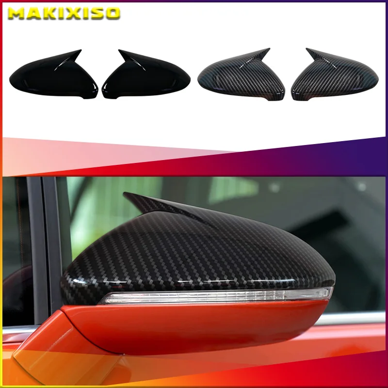 

For VW Golf 7 MK7 MK7.5 GTI R GTE GTD 2014-2019 Carbon Fiber Pattern Mirror Case Black Side Wing Rearview Mirror Cover