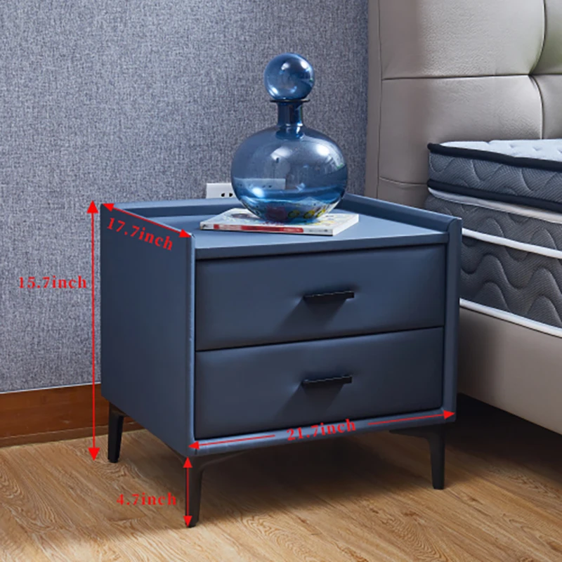 Nightstand, Modern Nightstand with 2 Drawers, Night Stand with PU Leather and Hardware Legs, End Table, Bedside Cabinet for Livi