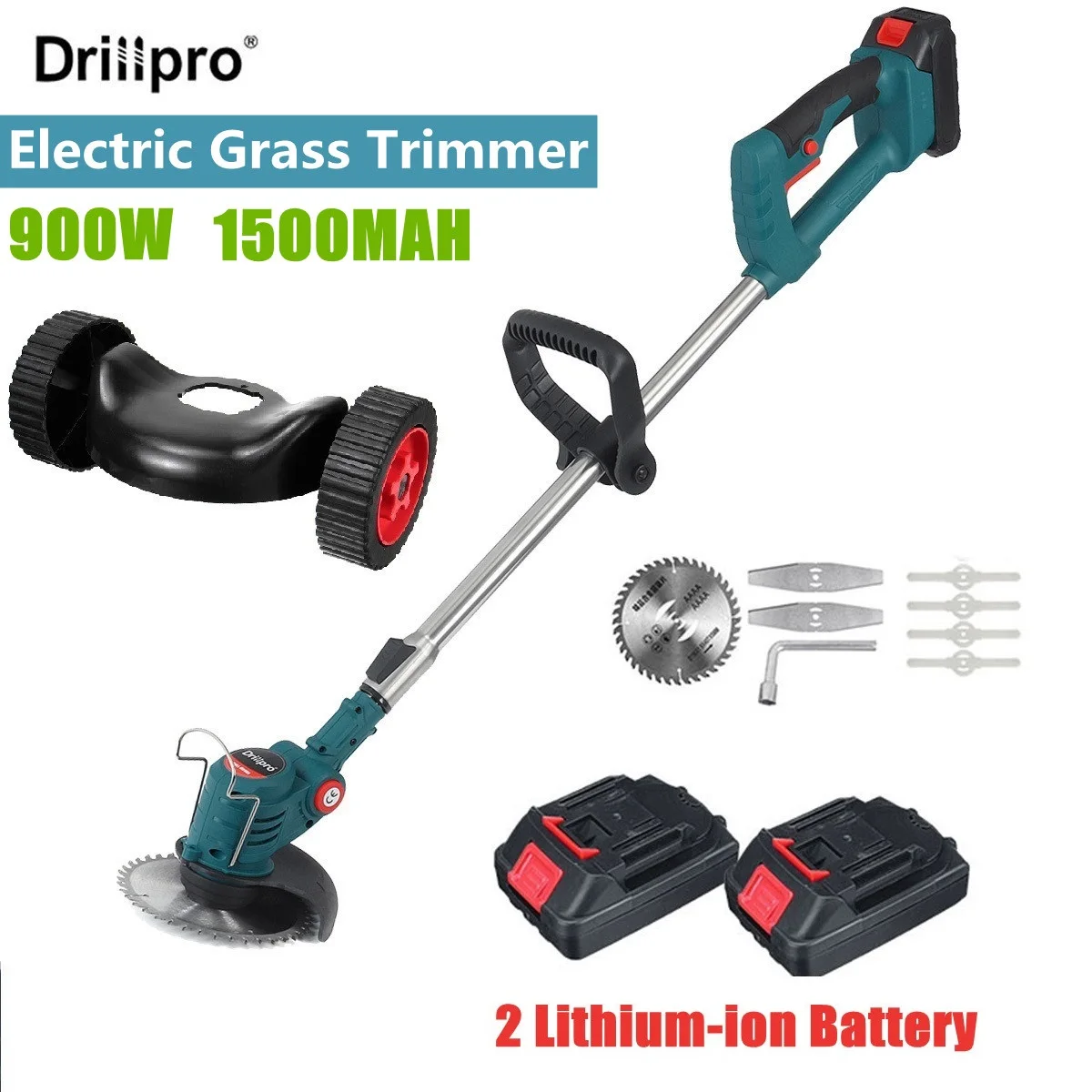 Drillpro-cortador de Grama Elétrico Cordless Grass Hedge Trimmer Handheld Jardim Ferramentas Ajustáveis para Makita Baterias 2x 18v