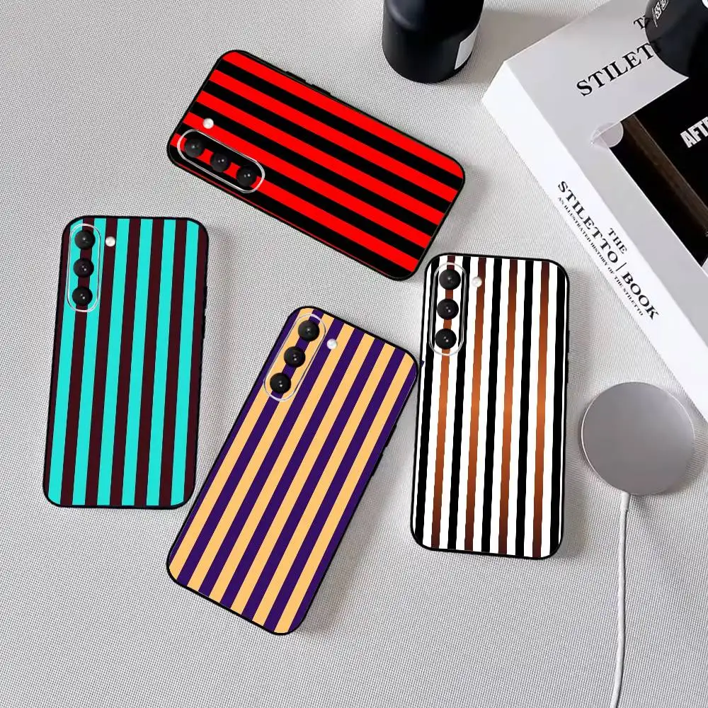 Fashionable Colorful Vertical Stripes Phone Case Black Silicone Soft For Samsung Galaxy A73,A72,A71,A70,A53,A52,A51