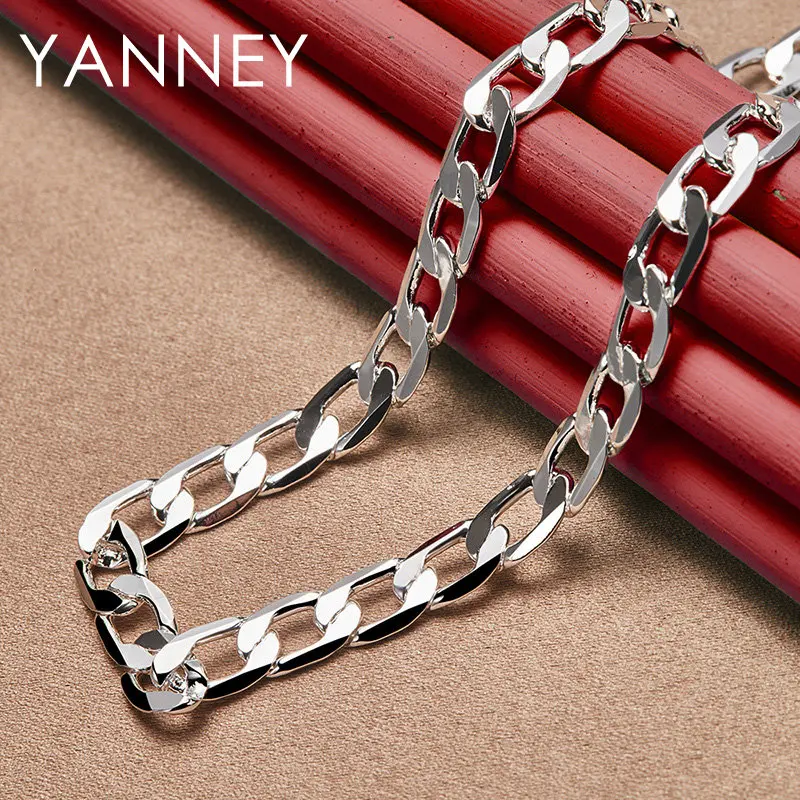 Men 8MM 925 Sterling Silver 16-30 Inches Exquisite Figaro Chain Necklace For Women Fashion Charm Wedding Gift Jewelry Accessorie