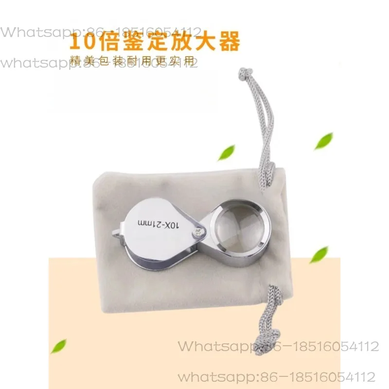 HD Diamond Magnifier Microscope with Light 40x Tool 10x 20x 30x LED Light Mini Portable Small Metal Mirror