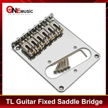 Fixed Guitar Bridge for TL Style Guitar 97x80.5MM with 6 Roller Saddle Bottom or Body Loading Guitar Parts Silver