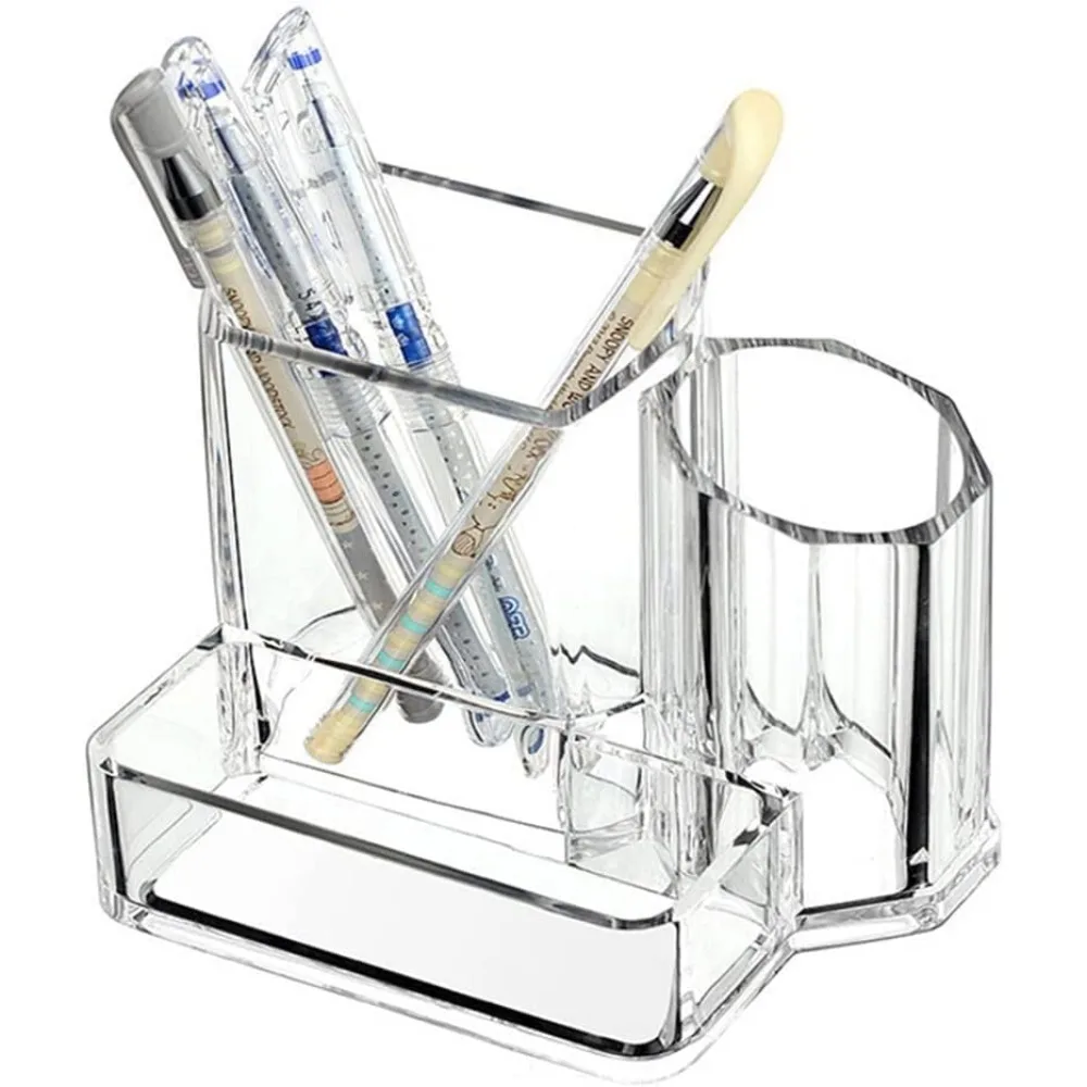 Acrylic desk supplies storage box, 3-box office desk caddy, multi-function pen, pencil cup, telephone remote control