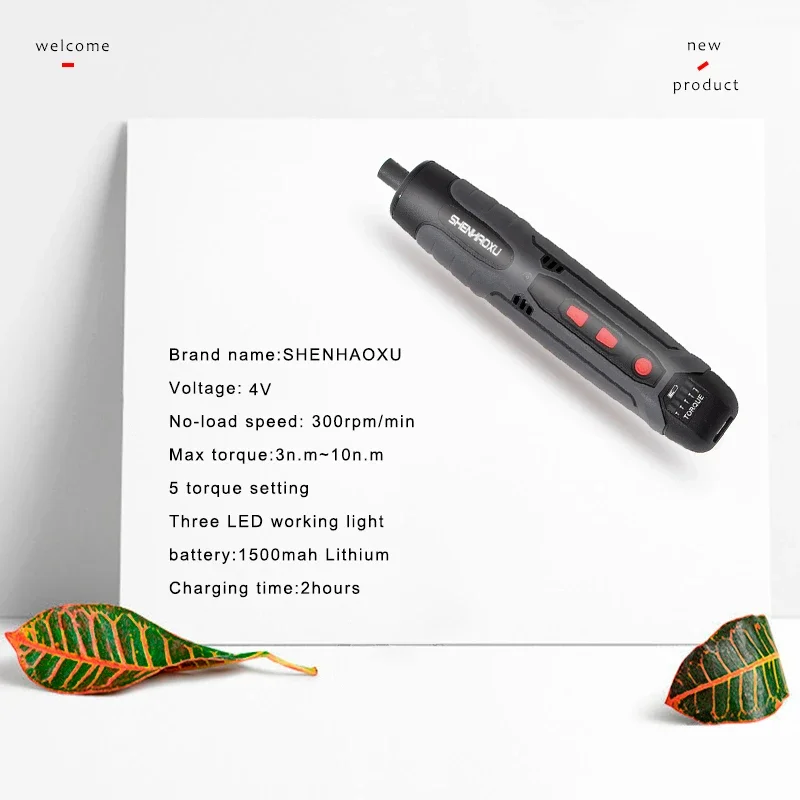 Cordless Elettrico Cacciaviti 34 Bit Set 4V Mini Trapano 5 Coppia di Controllo USB Manico Ricaricabile Con Tre LED strumento di potere