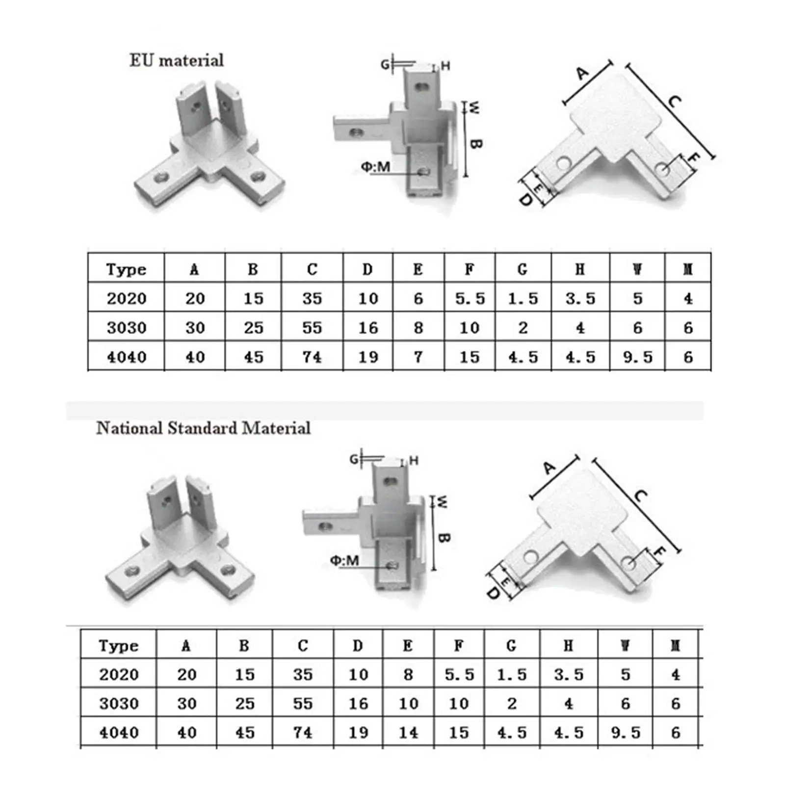 Aluminium profil l Form 3-Wege 90 Grad Innen eck verbinder eu