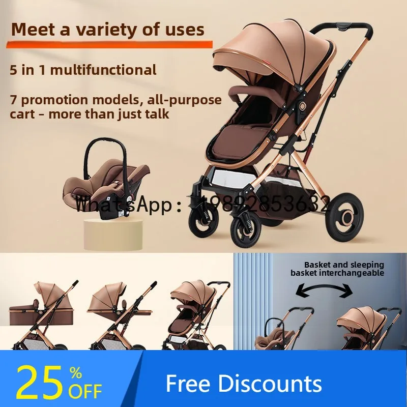 

Baby Stroller Basket Multifunctional Sit and Lie Lightweight Folding Two-way High View Baby Stroller