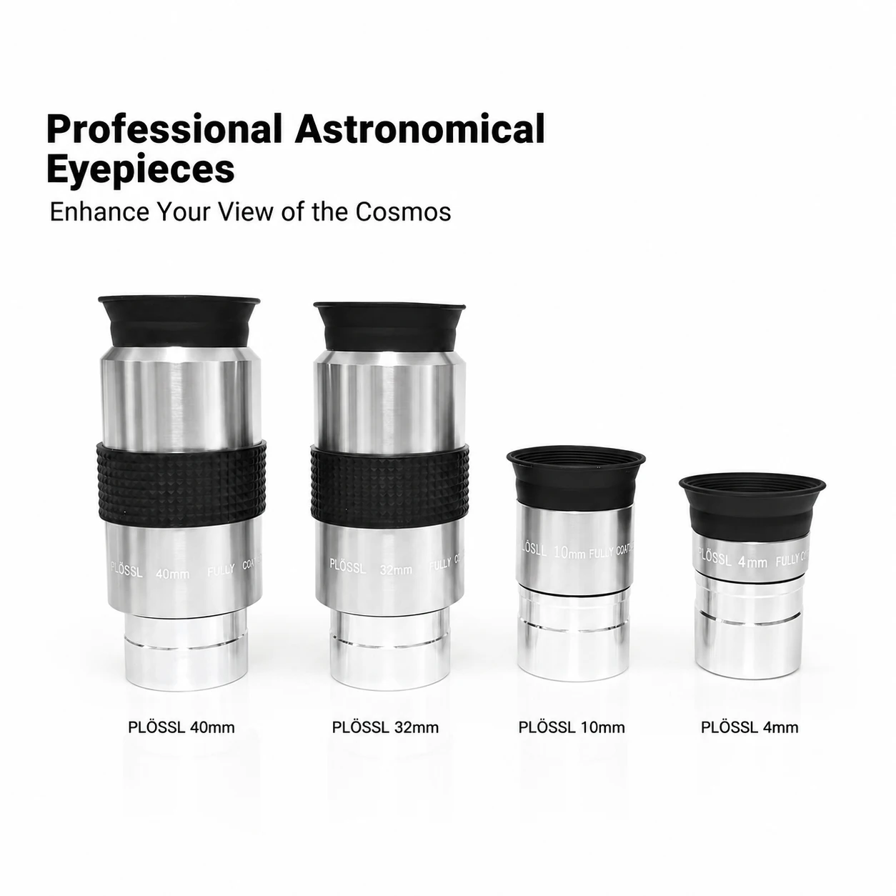 4-teiliges Plossl-Okular-Set, 1,25 Zoll Teleskopobjektiv, 40 mm, 32 mm, 10 mm, 4 mm, HD-Astronomie-Okular-Set für Planeten- und Tiefenhimmelbeobachtung – Detail 2