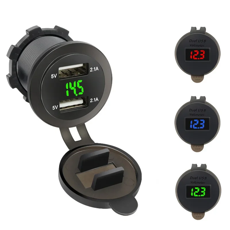 cigarette lighter voltmeter usb charger New Car Cigarette Lighter 4.2A Car Charger Dual USB Socket Power Plug 12V  24V LED Voltmeter Moto Auto Splitter Adapter