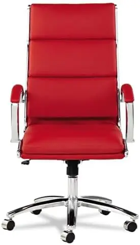 Alera, Red Neratoli Series HighBack Swivel/Chair, Soft Leather, Chrome Frame, High-Back