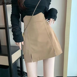 Skirts Women Spring Hot Sale High Waist Korean Style Elegant A-line Sexy Mini Tender Ladies Stylish Office All-match Pure Color