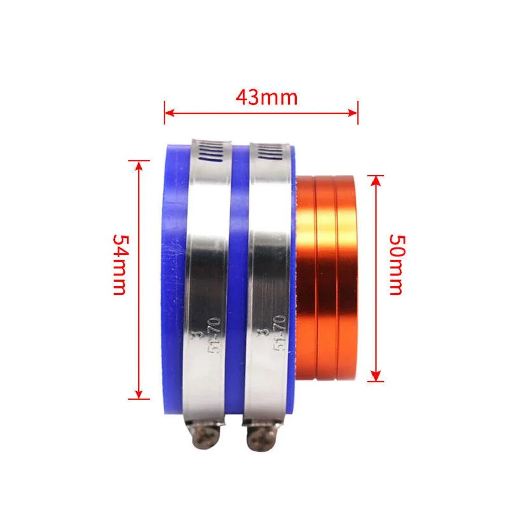 CNC Machined Carburetor Adapter Interface Silicone+Stainless Steel+Aluminium Alloy 55mm to 50mm for Air Filter Joint