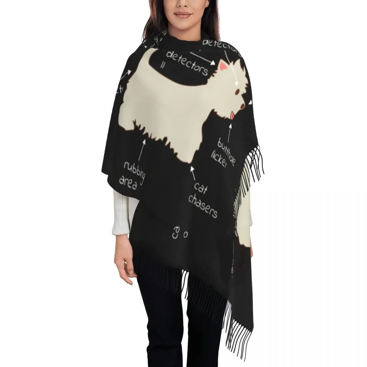 Custom Printed Westie Dog Anatomy Scarf Men Women Winter Fall Warm Scarves West Highland White Terrier Shawls Wraps