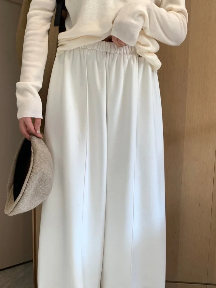 Pantaloni casual a gamba dritta versatili caldi invernali Pantaloni coreani a vita alta a vita alta da donna Pantaloni lunghi dimagranti