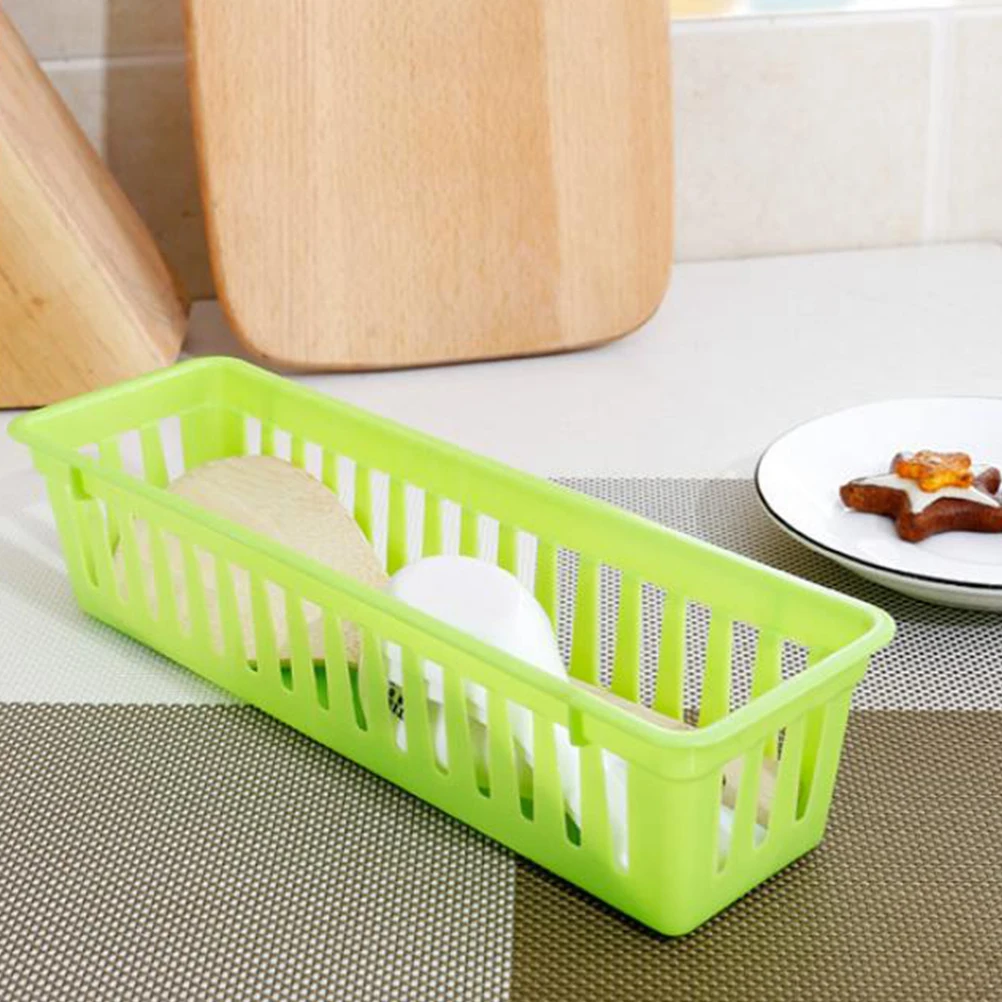 

6pcs Plastic Storage Baskets Rectangular Hollow ganizer Foldable Kitchen Bedroom Bathroom Office Garages Trays