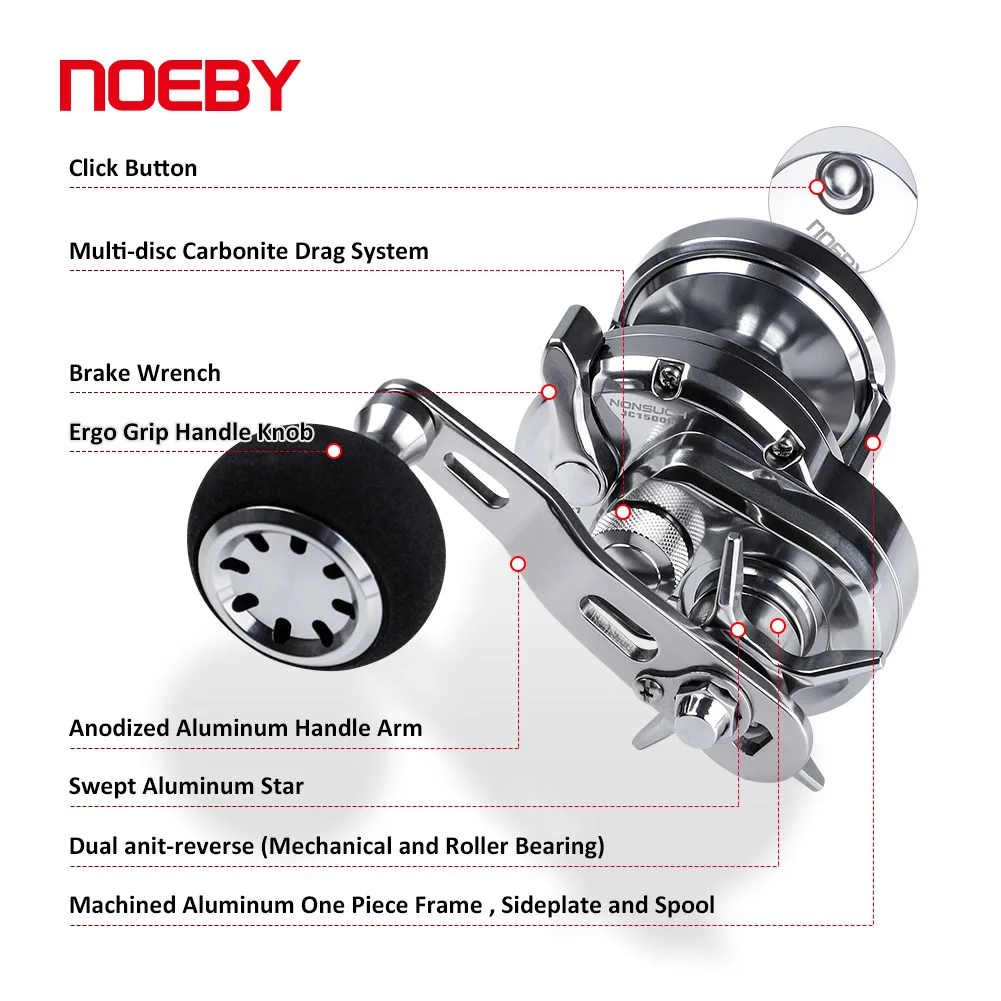 NOEBY Slow Pitch Jigging Reel JG1500 JG2500 Aluminum Alloy Star