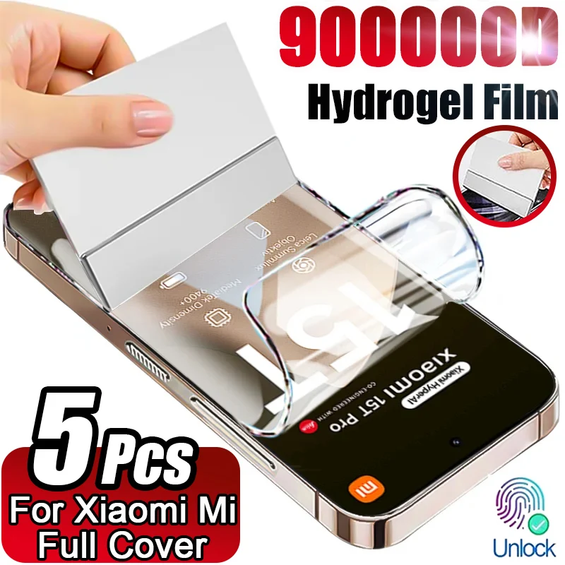 5 шт. гидрогелевая пленка HD для Xiaomi Mi 15T Pro 14T 13T 12T 11T 10T Note 10, защитная пленка для экрана 17 Pro Max 15 14 13 12 11 10 ultra Lite