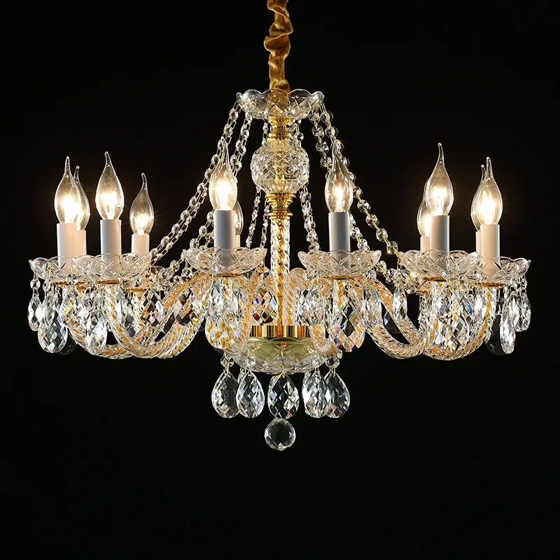 European Living Room Crystal Lamp Gold Chandelier Simple Atmosphere Bedroom Lamps Creative Home Study