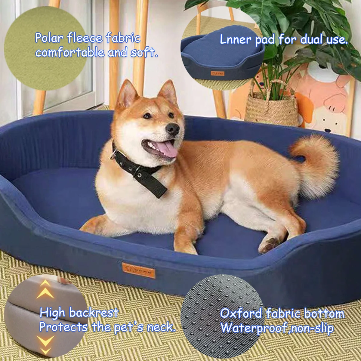 Waterproof and Wear-Resistant Sofa Beds for Dogs House Bed Cats Bed for Large Dogs Backrest Fossa With Pet Mat Puppy