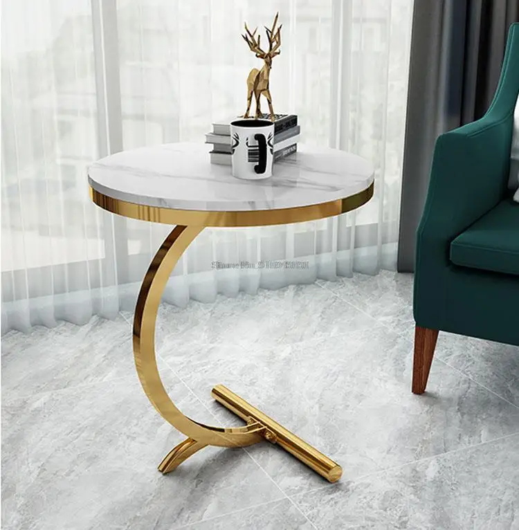 Luxury Marble Sofa Side Table Corner Table Living Room Sofa End Bedside Table Small Round Coffee Table