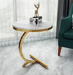 Luxury Marble Sofa Side Table Corner Table Living Room Sofa End Bedside Table Small Round Coffee Table