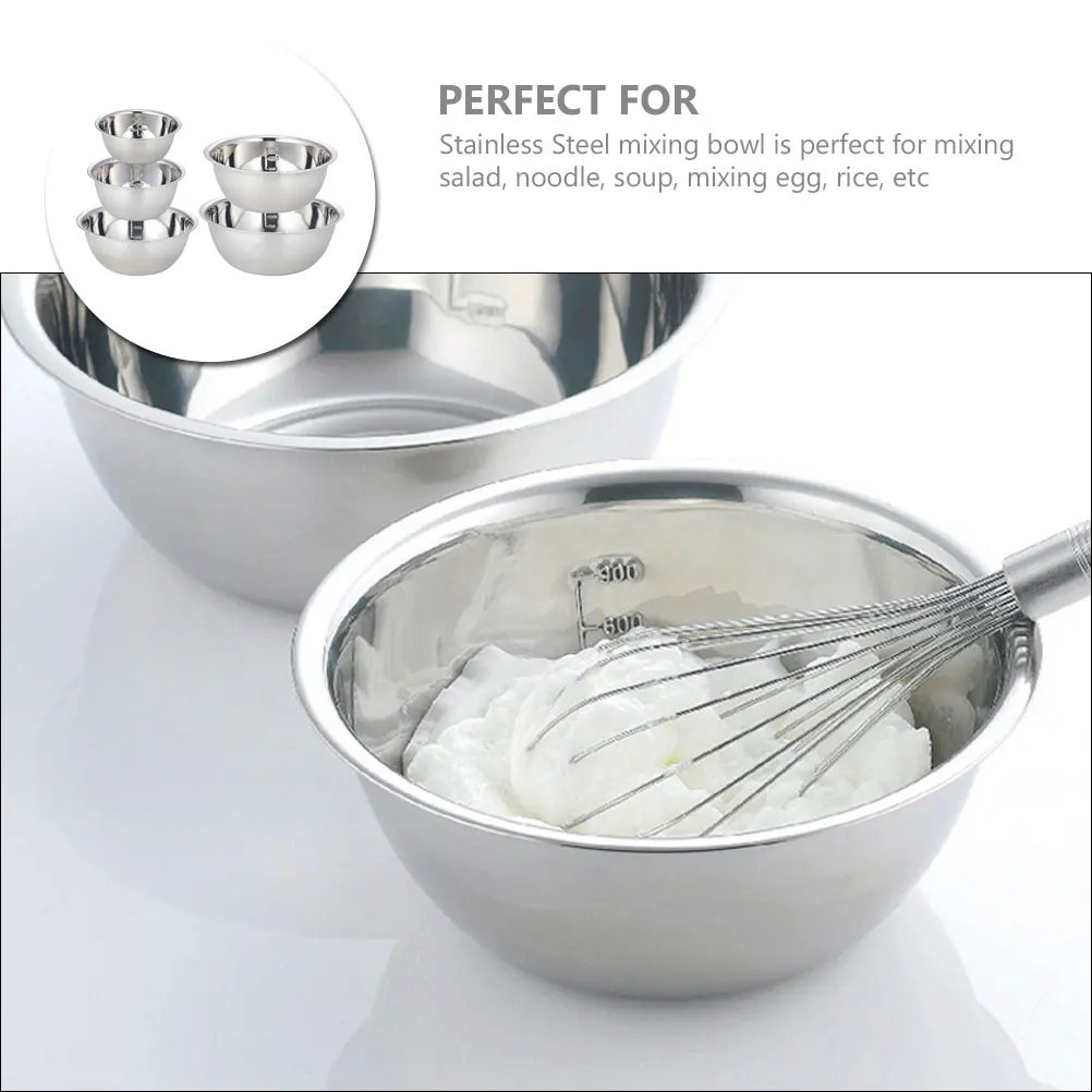

1 set Stainless Steel Mixing Bowl Set Large Deep Kitchen Accessory Vegetable Wash Basin For Salad Soup Noodle Metal Bowls Steel