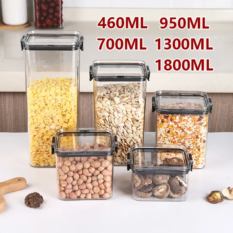 

Transparent Food Storage Sealed Jar Plastic Kitchen Storage Box Nut Coffee Bean Storage Jar With Lid Household Grain Storage Box