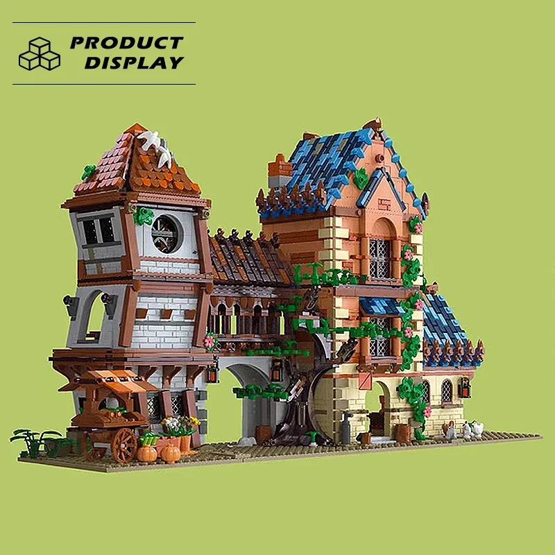 القرون الوسطى حانة وحدات اللبنات 2843 قطعة لتقوم بها بنفسك عرض الشارع مدينة العالم منزل نموذج الجمعية مجموعات هدايا عيد الميلاد للأطفال #2