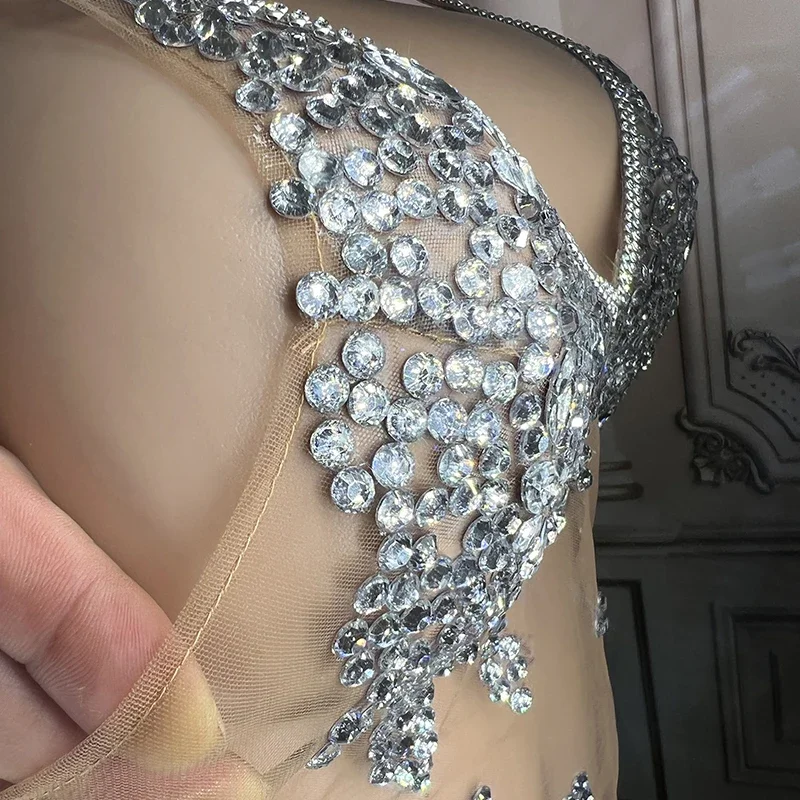 セクシーな魅力ラインストーンホルターカットアウトドレス誕生日祝うコスチュームフェスティバル衣装女性イブニングドレスクラブウェア XS55813633