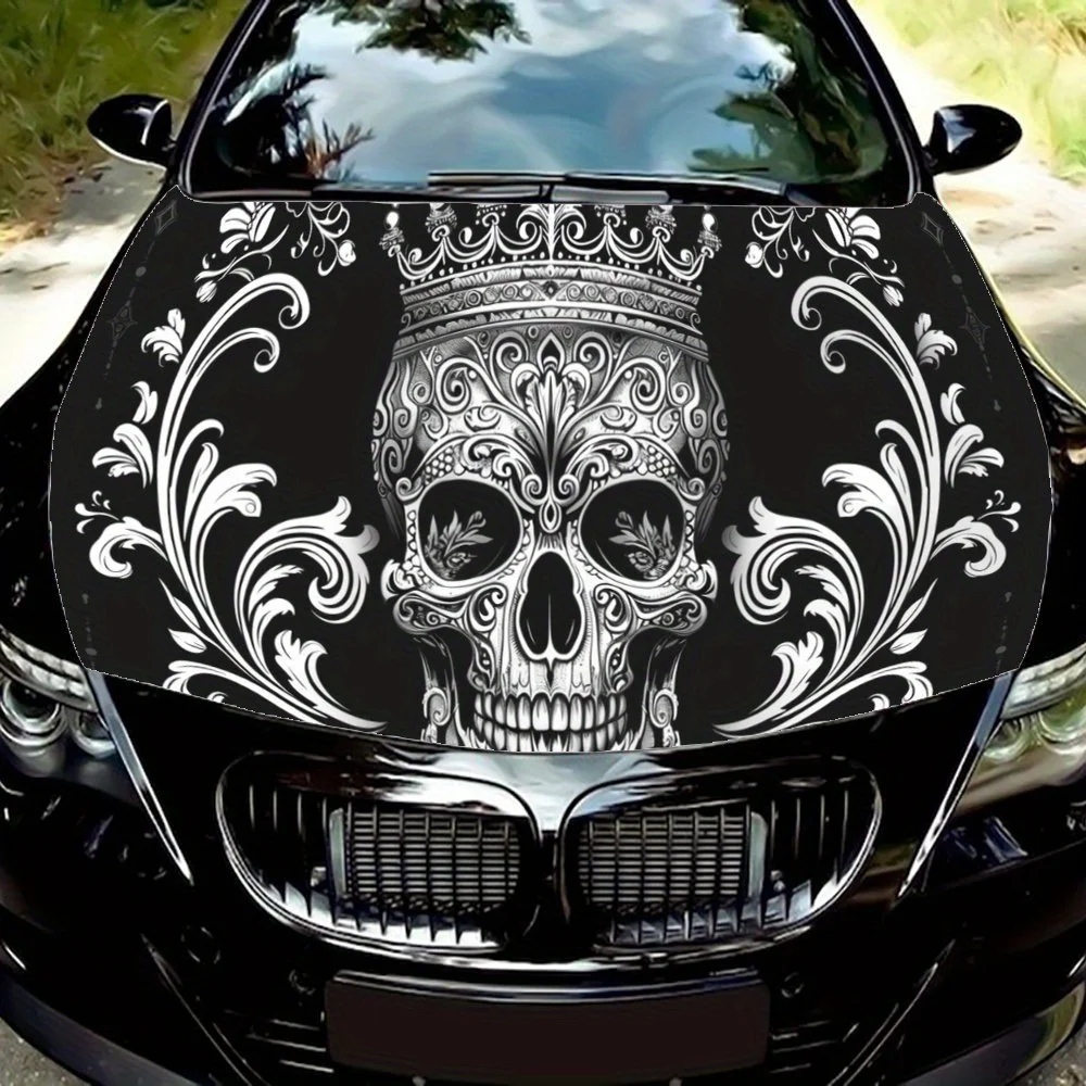 

Gothic Skull with Crown Car Hood Decal Sticker, Durable Car Vinyl Wraps Suitable for Most Vehicles, Car Engine Hood Protective