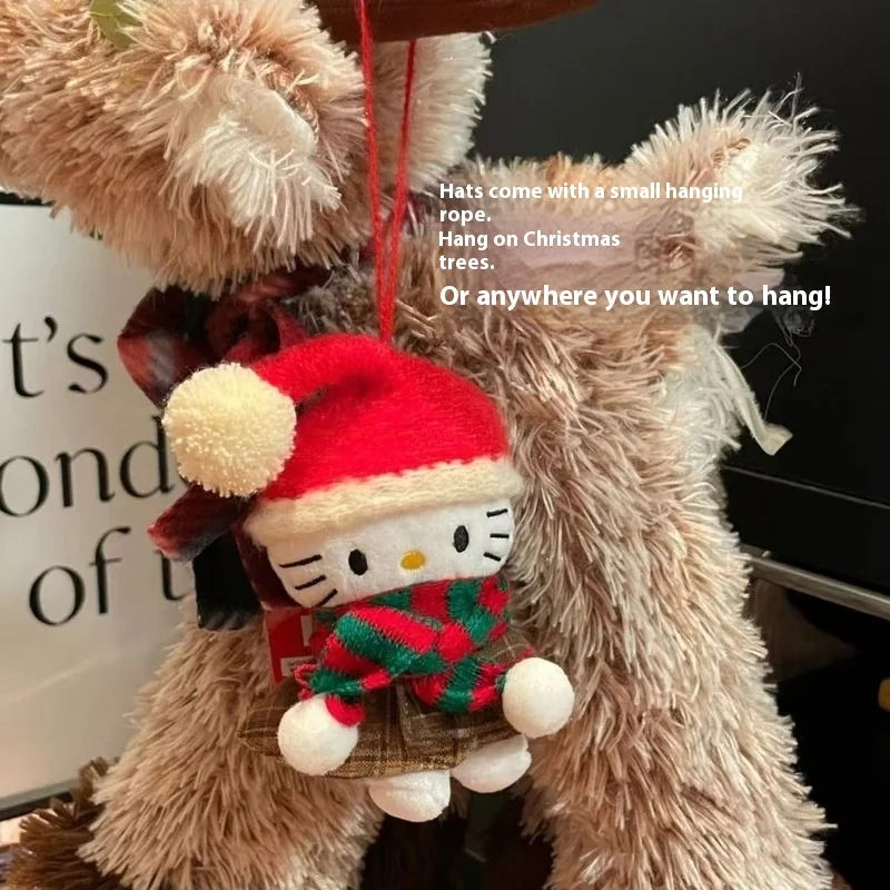 ตุ๊กตาแมวคิตตี้หมวกแดงน่ารัก ของเล่นตุ๊กตาขนาดเล็ก จี้ห้อยกระเป๋า ของตกแต่งพวงกุญแจ ตุ๊กตาขนนุ่มน่ารัก ของขวัญคริสต์มาสสำหรับฤดูหนาวและเทศกาลคริสต์มาส