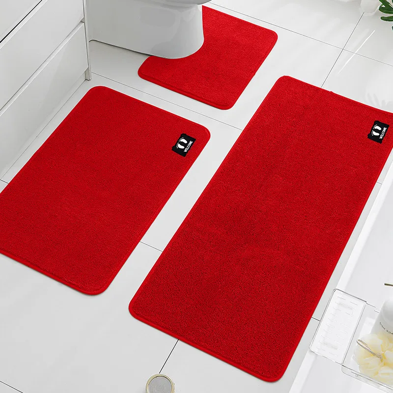 

Комплект из 3-х впитывающих плюшевых ковриков для ванной комнаты. Нескользящие коврики подходят для пола в комнате и у душевой двери. Супермягкий и комфортный