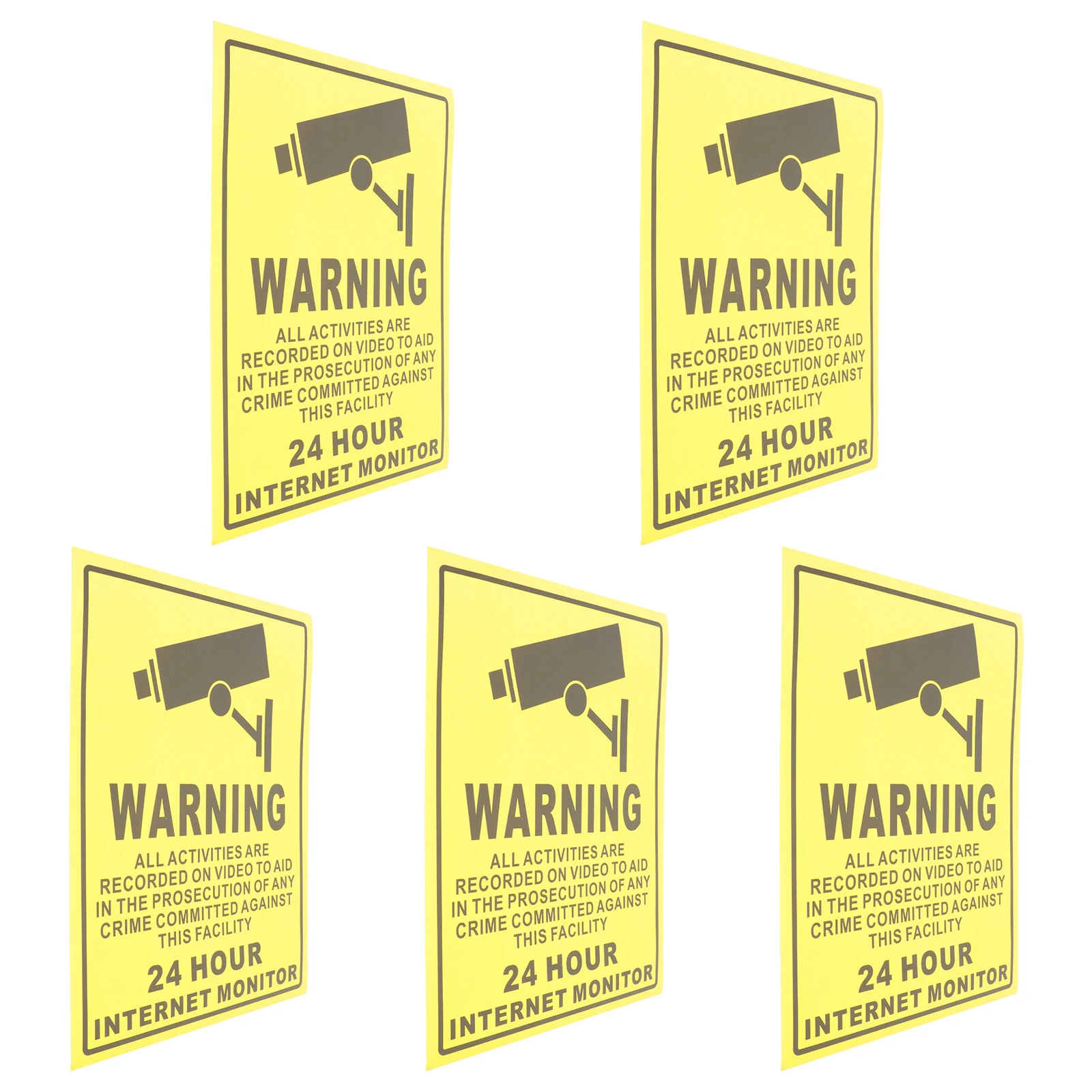5 Pcs Warning Sticker Sign Security Monitored Stickers 24h Surveillance Decal Staff