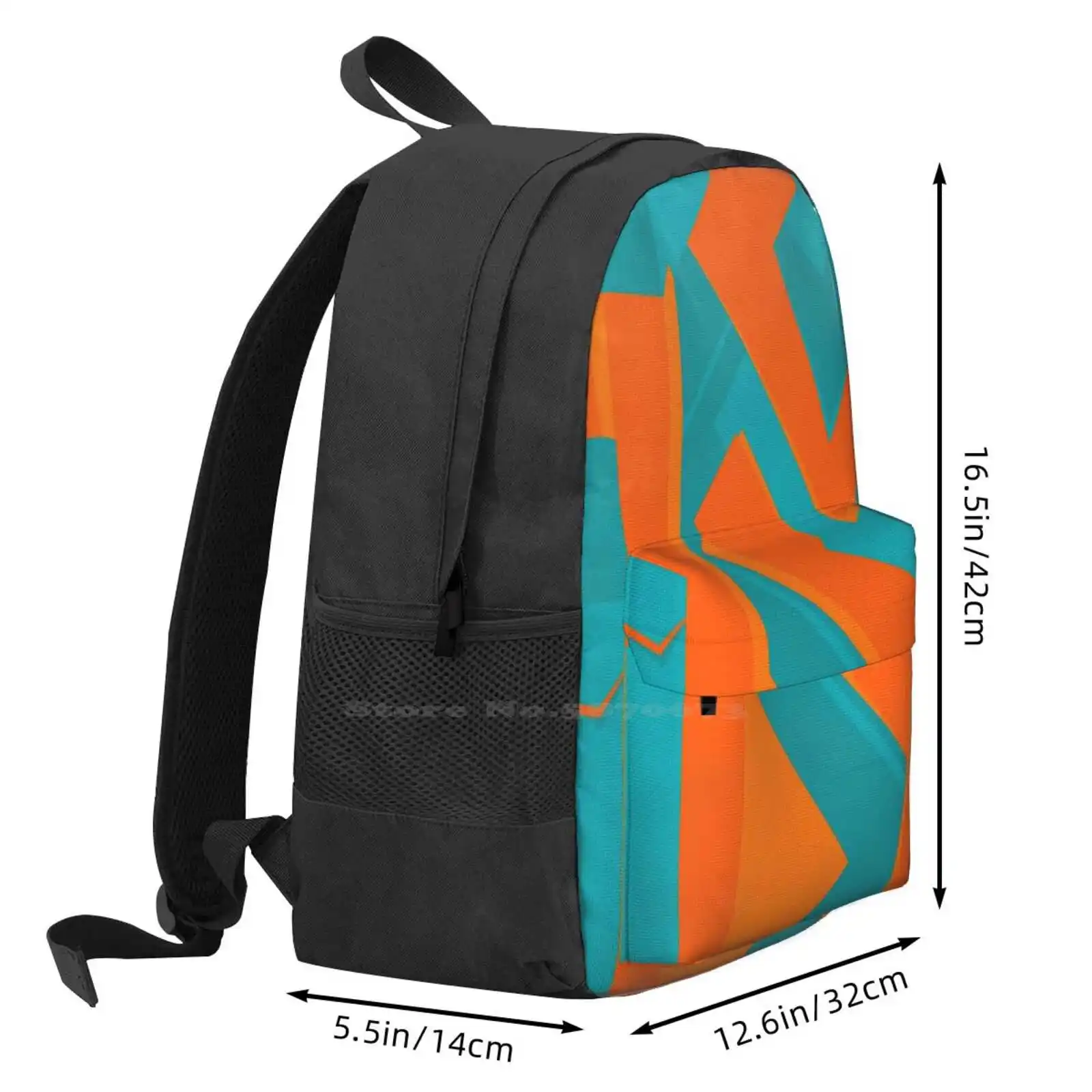 Teal And Orange-Abstract Art Hot Sale Backpack Fashion Bags Orange Abstract Art Teal Abstract Art