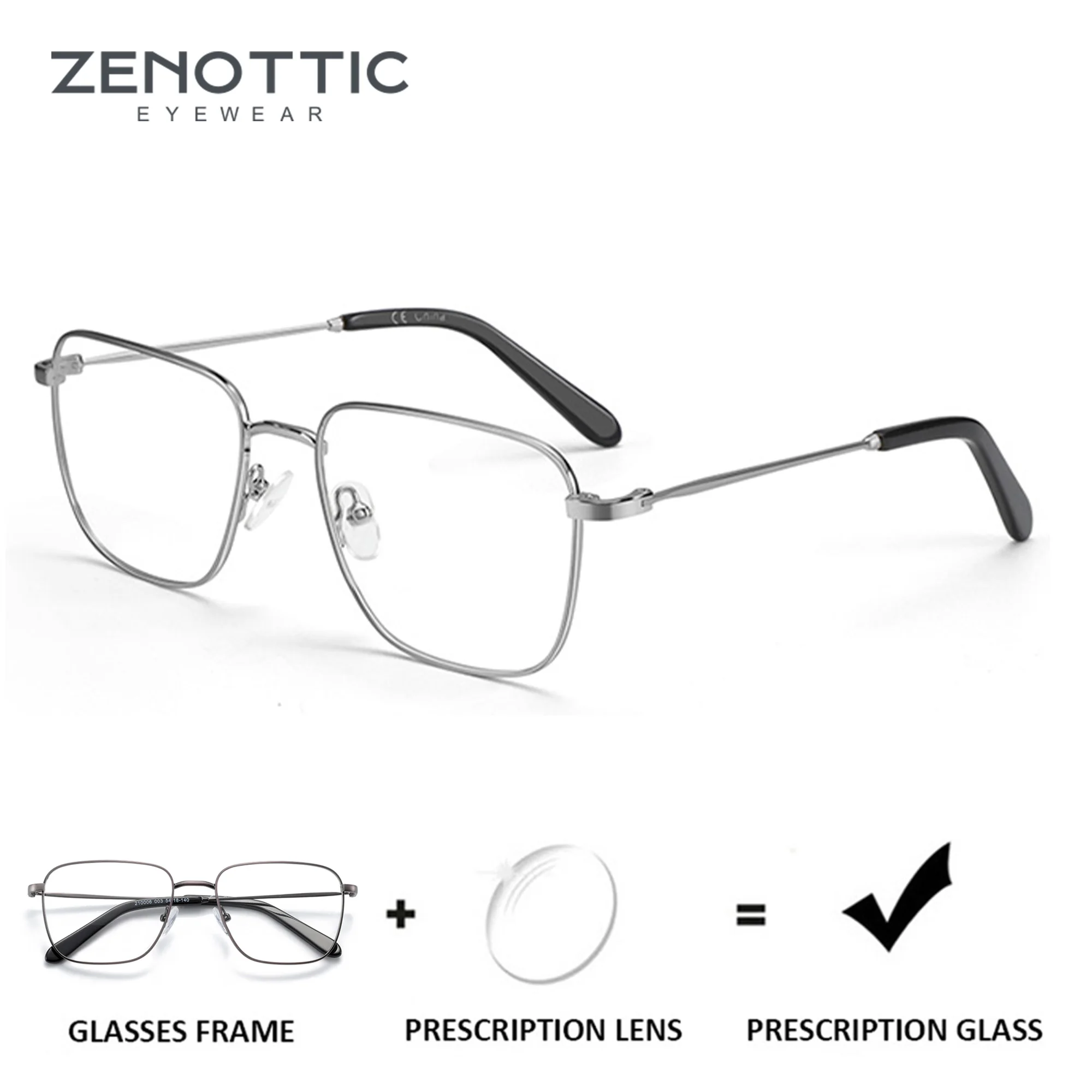 

ZENOTTIC Square Prescription Glasses Men Fashion Myopia Progressive Eyeglasses Women Optical Anti Blue Ray Photochromic Glasses