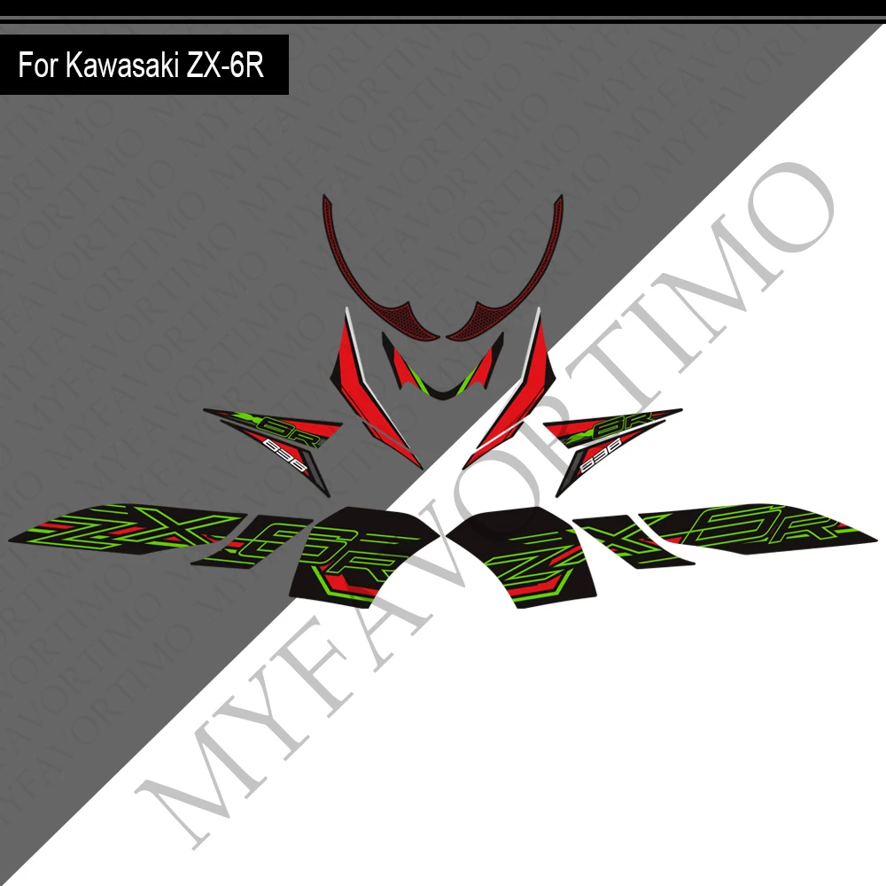 

For kawasaki Ninja ZX-6R ZX6R ZX Motorcycle Tank Body Front Face Rear Hump Fairing Fender Stickers Decals