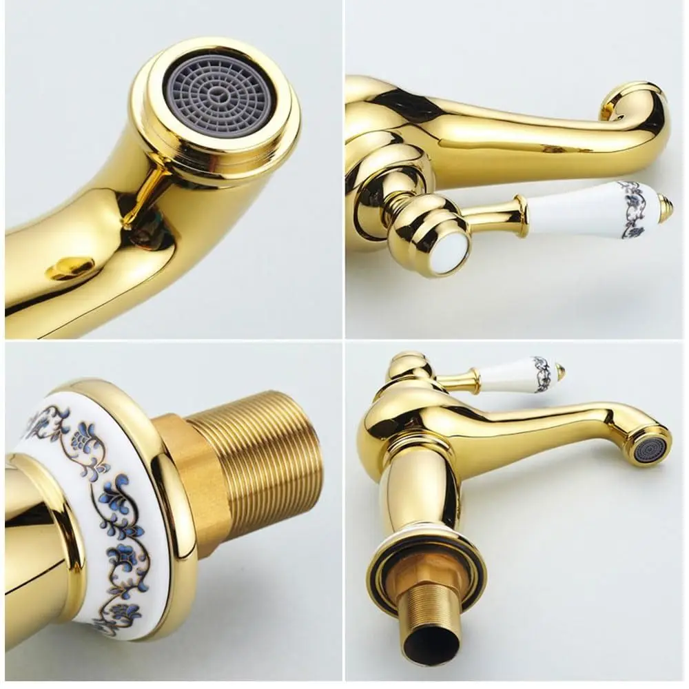 

Teapot Type Vintage Bathroom Faucet High Pressure Basin Tap Antique Copper Faucet Light Luxury Corrosion Resistant
