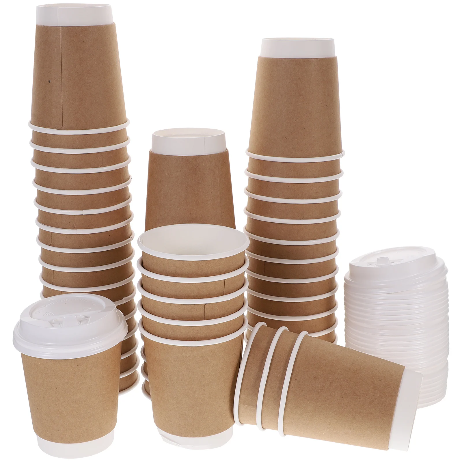 

1Set Double Wall Kraft Paper Cups 8Oz Disposable Drink Cups for Coffee Tea Cold Beverages Party Wedding Festival Picnic Supplies