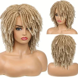 Short Dreadlock Wig Crochet Twist Curly Dreadlocks Hair Ombre Brown Black Burg Color Synthetic Wigs For Women And Men Cosplay Pa